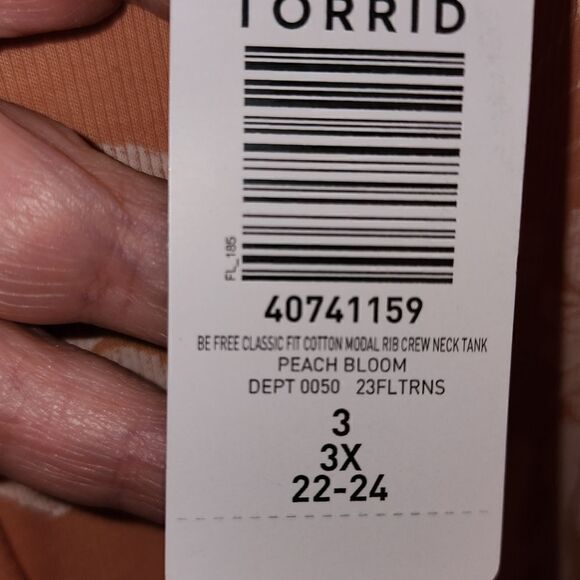 3X 22W 24W Torrid Peach Be Free Fitted Cotton Rib Tank Modal Crew Neck Mushroom - Picture 7 of 7